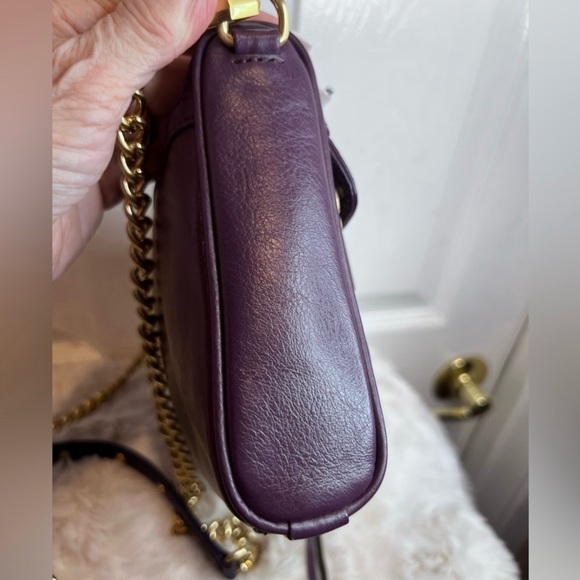 Rebecca Minkoff Mini Mac Purple Crossbody Bag with Gold Hardware - Picture 4 of 13
